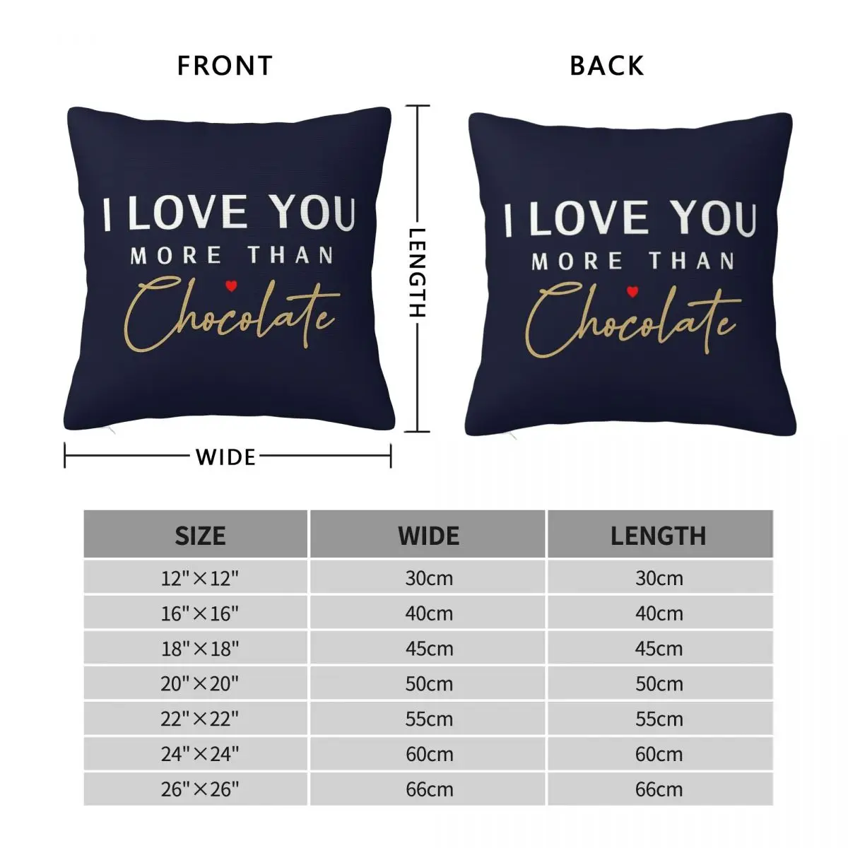 Love You More Than Chocolate Pillowcase Polyester Linen Velvet Creative Zip Decor Pillow Case Room Cushion Case