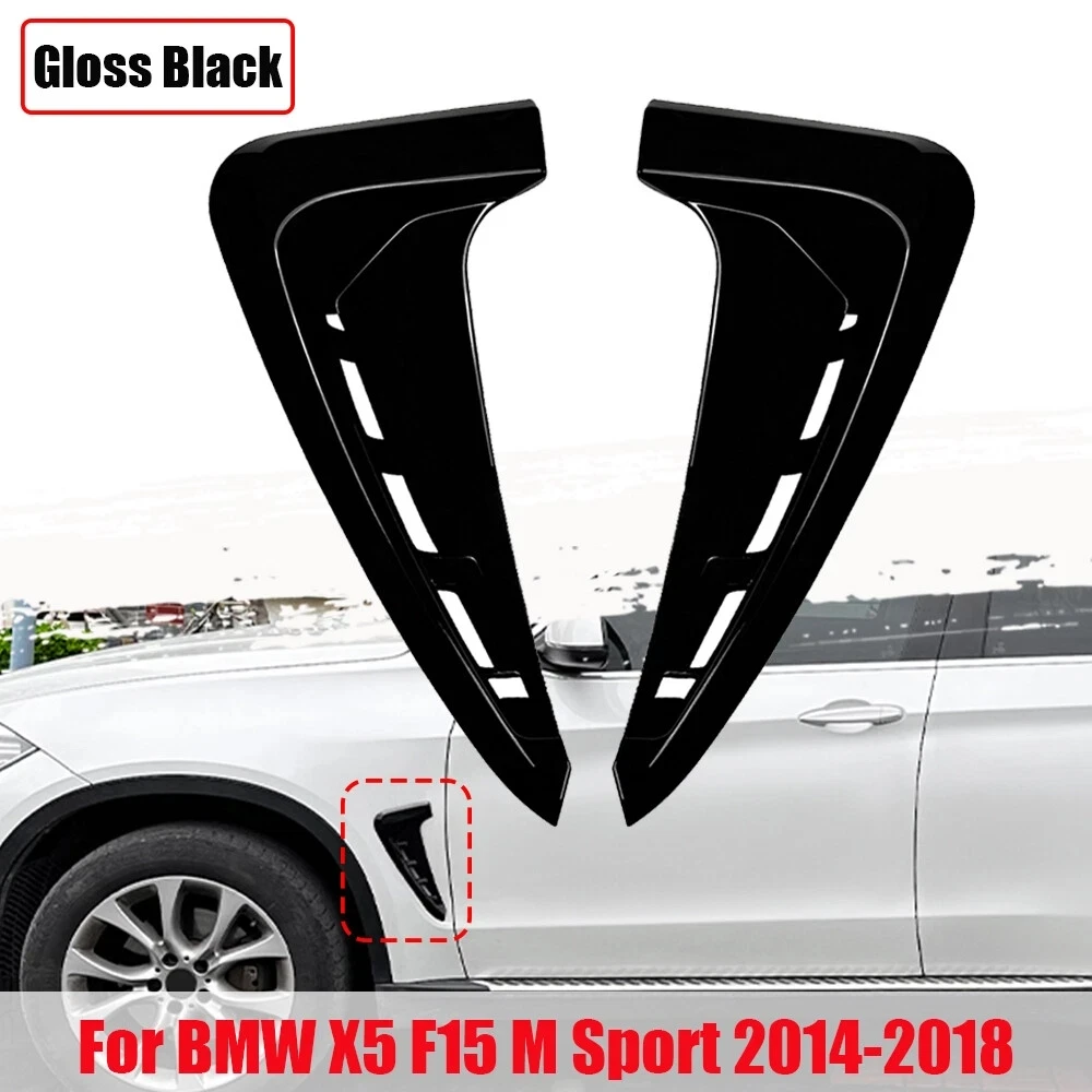 Glänzend schwarze vordere Seitenkotflügel-Lüftungsabdeckung für BMW X5 F15 M-Sport 2014-2018 ABS CarShark Gilles Trim.