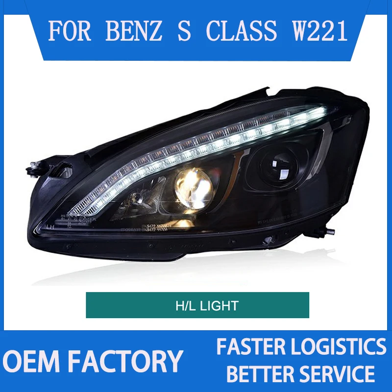 

1Pair LED Headlight for Benz S Class W221 2006 2007 2008 Headlights Plug and Play LED DRL Projector Turning Front Head Lights