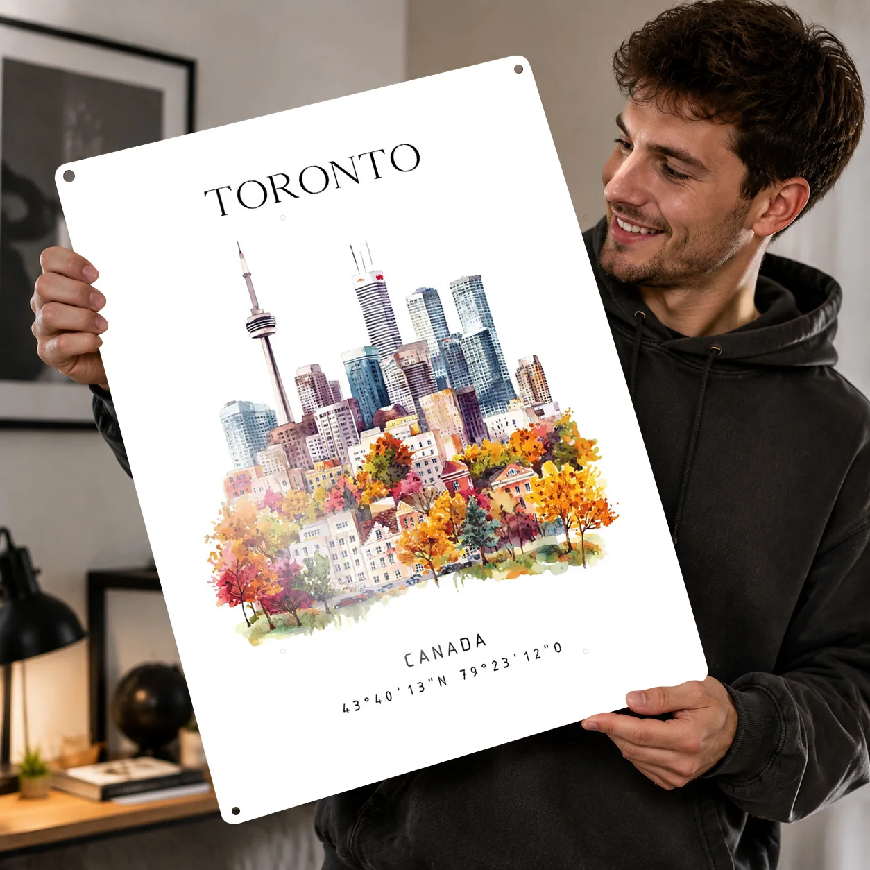 Toronto Canada Travel 3D Printed Texture Poster Personalized Wall Art Retro Metal Tin Signs for Vintage Decor Room House Home