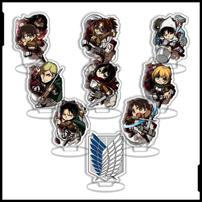 

attack on titan anime cartoon acrylic stand doll desktop ornament model death nine-piece set peripheral toys birthday gift