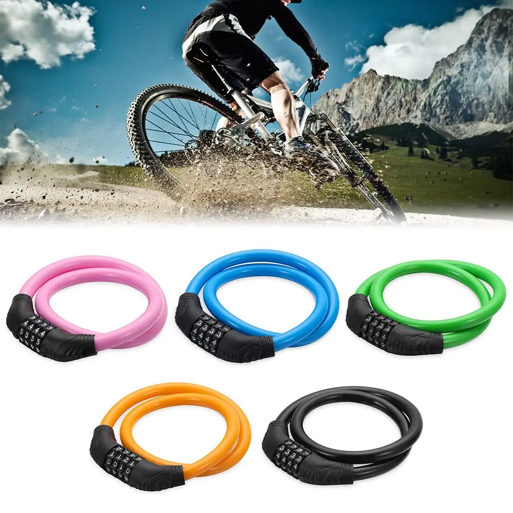4-stelliges Fahrradschloss, Kombinationsnummer, Fahrradschloss, Stahl, 60 cm, Kabelkette, Passwort, rücksetzbares Vorhängeschloss