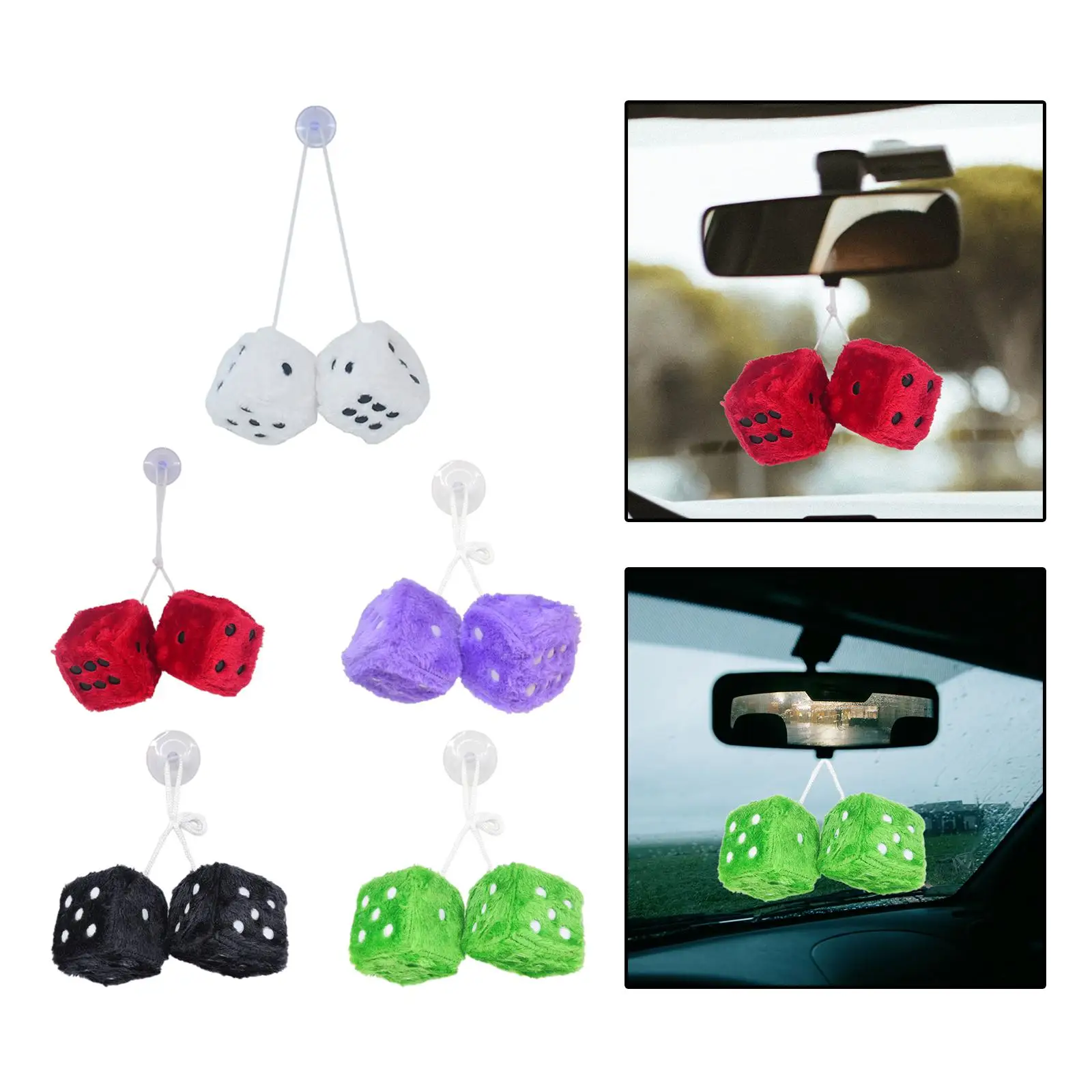 

2 Pieces Mirror Model Rear View with Dots Hanger Hanging Plush Soft Pendant for