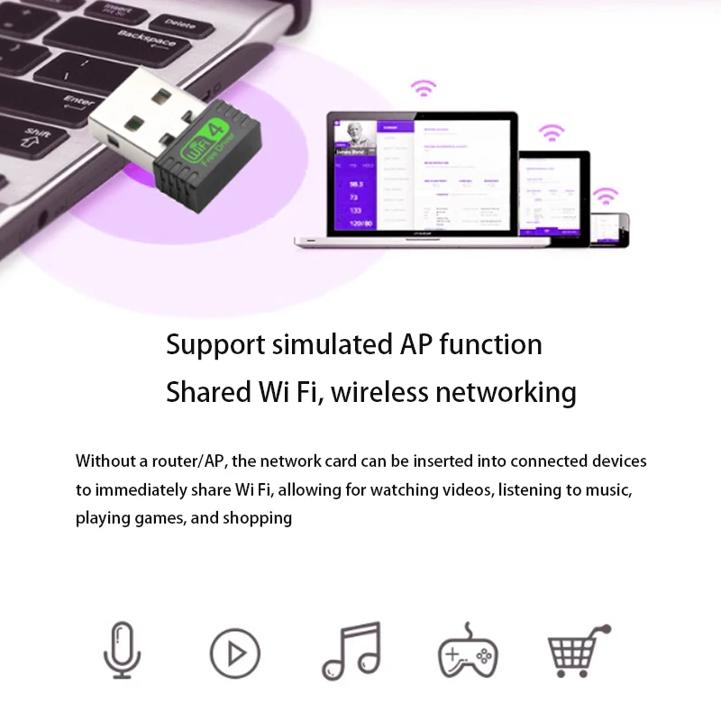 بطاقة الشبكة ، ، جهاز إرسال إشارة واي فاي ، محول usb واي فاي ، برنامج تشغيل بطاقة اللعبة مجاني