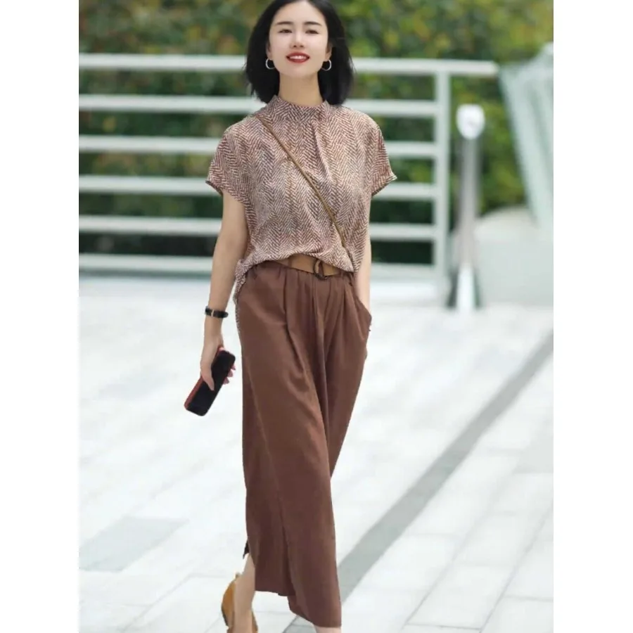 

Loose Short Sleeve Women's Shirt Outerwear Summer New Style Big Size MM2026 Spring Floral Print Anti-Wrinkle Thin Fabric Card...