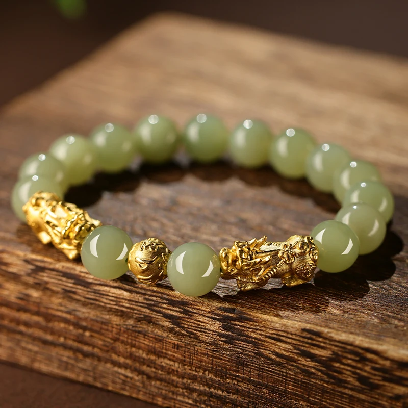 Wealth PiXiu Bracelet for Women Infused With Prosperity Energy, Brings Serenity & Luck Six Syllable Mantra Jade Beaded Bracelet