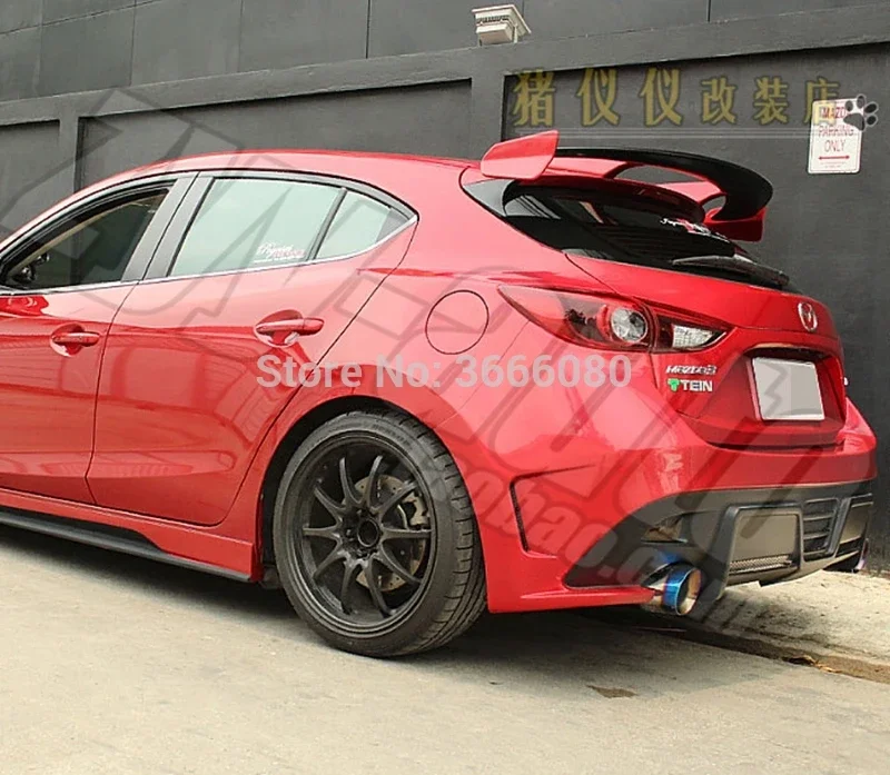 

Car Styling For Mazda 3 Axela hatchback 2013-2018 FRP Material Unpainted Color Rear Spoiler Wing Trunk Lid Cover Auto Part