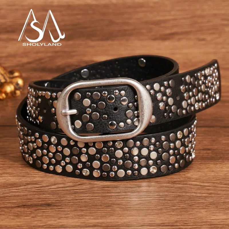 

Popular Practical Punk Street Hit Heavy Metal Belts No Rules Claw Nails Diamond-studded Jeans Embellished with Belts