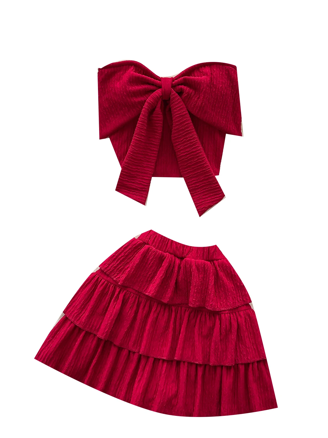 Conjunto de saia meia cintura alta fena de verão, top sem mangas com estampa tie-dye, laço ande e acabamento em renda