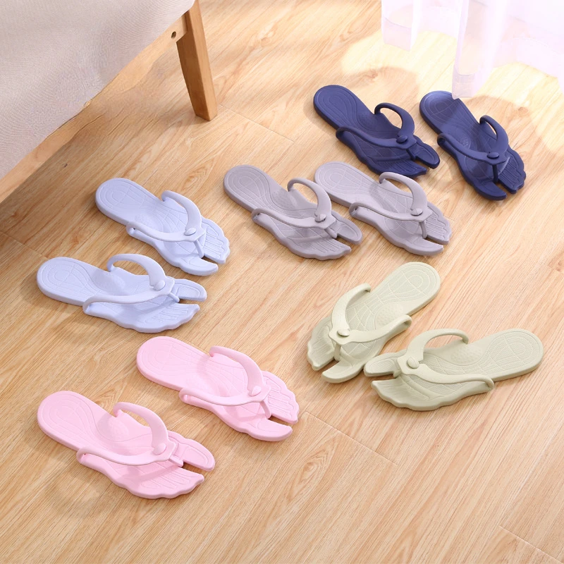 1Pair Portable Folding Slippers Travel Business Trip Adults Couple Beach Flip-flops Hotel Bath Anti-skid Women Men\'s Slippers