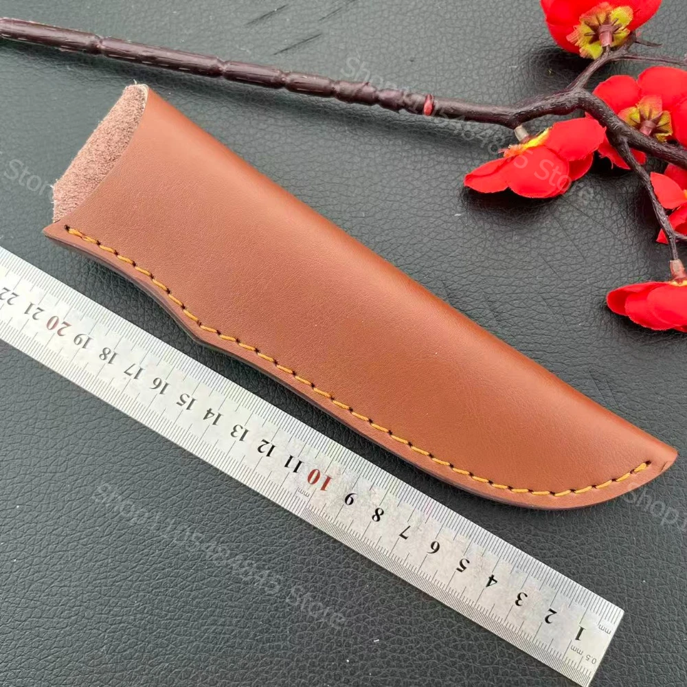 1PC PR4 Fixed Knife Leather Sheath with Belt Bucket Multi-function Tool Knife Protective Cover Leather Sheath Cowhide Sheath