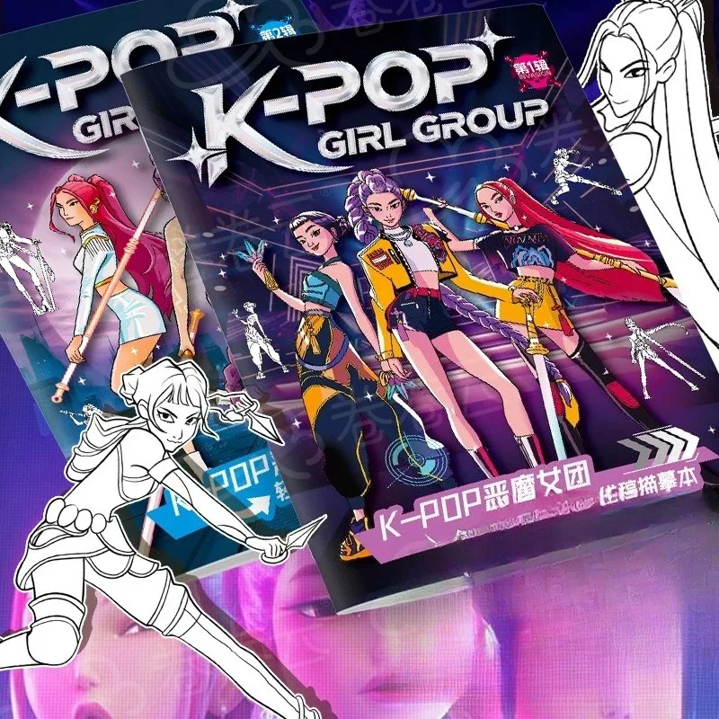 جديد KPop شيطان هنتر كتب التلوين كتاب صور اللوحة الطرفية كتاب خط الرسم هدية عيد ميلاد الأطفال هدايا عيد الميلاد