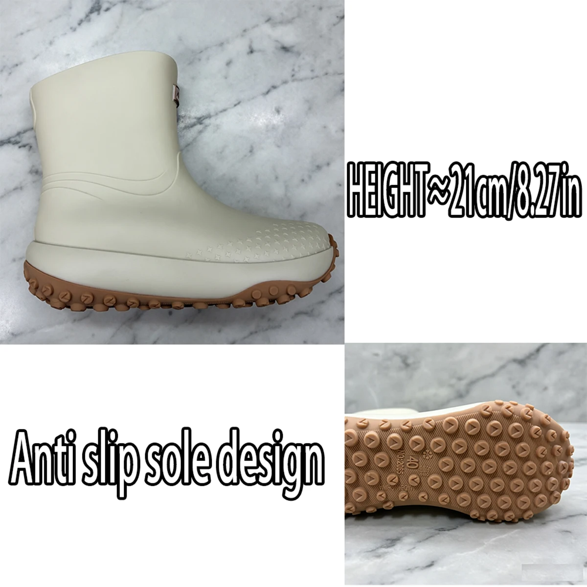 Herren-Arbeitsstiefel im Workwear-Stil, Rutschfeste Wasserdichte Gummistiefel, Hochwertige Flachsohlen für Outdoor-Arbeit, Pendeln, Angeln, Küche, Garten – Detail 3