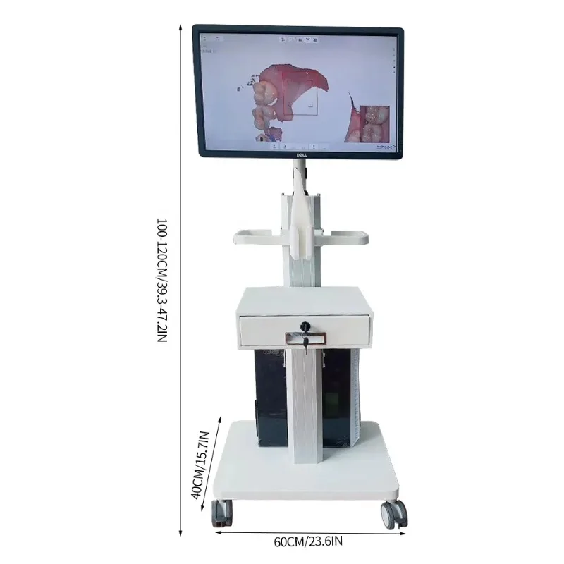 Алюминий + АБС-пластик, больничная тележка для полости рта с держателем сканера, офисная мобильная тележка для клиники