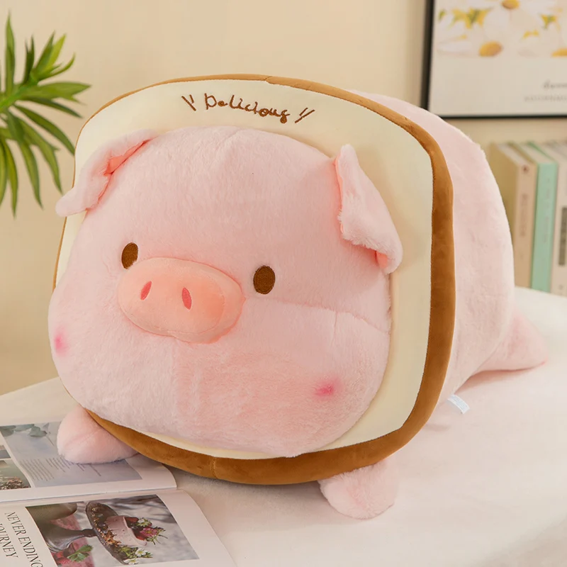 

Fluffy LuLu Pig Bread Gluttonous Doll Plush Stuffed Animal Pillow Cartoon Cute Lying Piggy Toast Toy Girl Birthday Surprise Gift