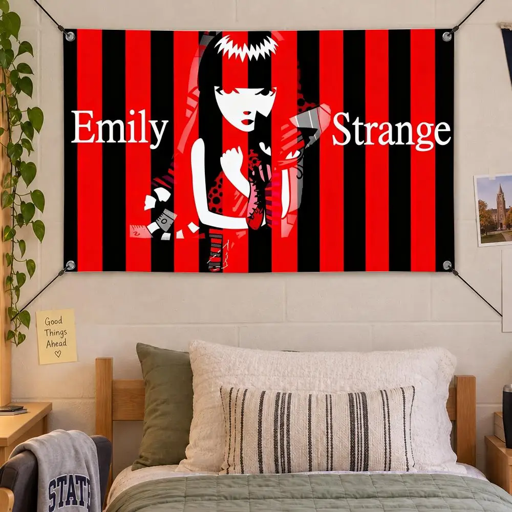 Character Gothic Emily Strange Flags Decorative Flag Banner Indoor Bedroom Dorm Gaming Room Wall Party Club Decor Fan Gift