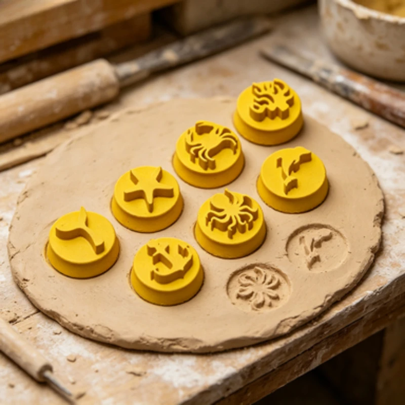 7Pcs Ocean Theme Clay Stamp Set, Marine Creature Embossing Molds, Starfish Crab Whale Tail Pottery Press Tool For DIY Handcraft