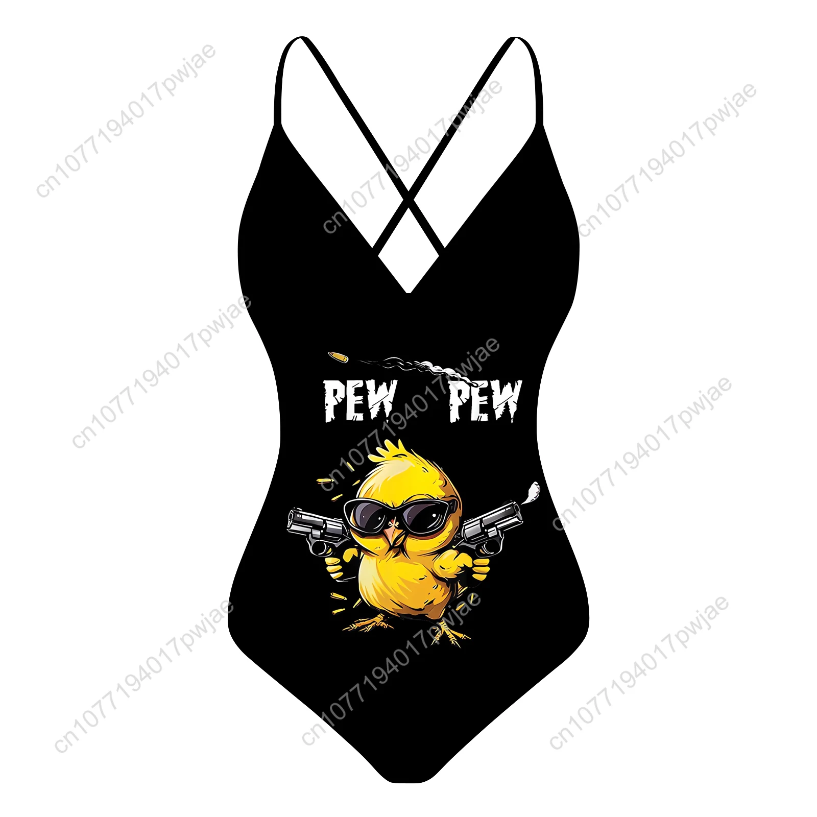 

Pew Pew Madafakas Fun Pattern V-neck Halter Back Swimsuit Womens Bathing Suits Bikini Pool Party Beach Sexy Swimwear Beachwear