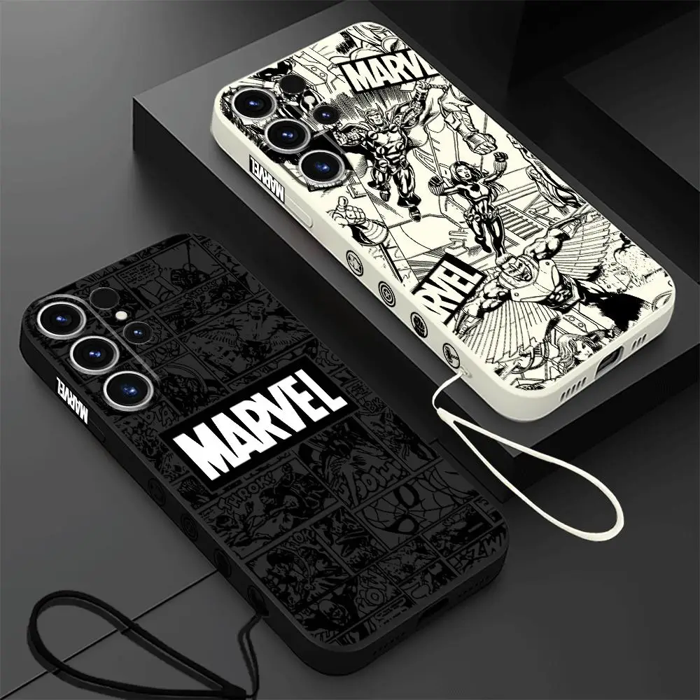 Marvel Logo Avengers Phone Case for Samsung Galaxy S24 Ultra S20 FE S22 Plus S23 Ultra 5G S21 Luxury Square Liquid Cover image 2