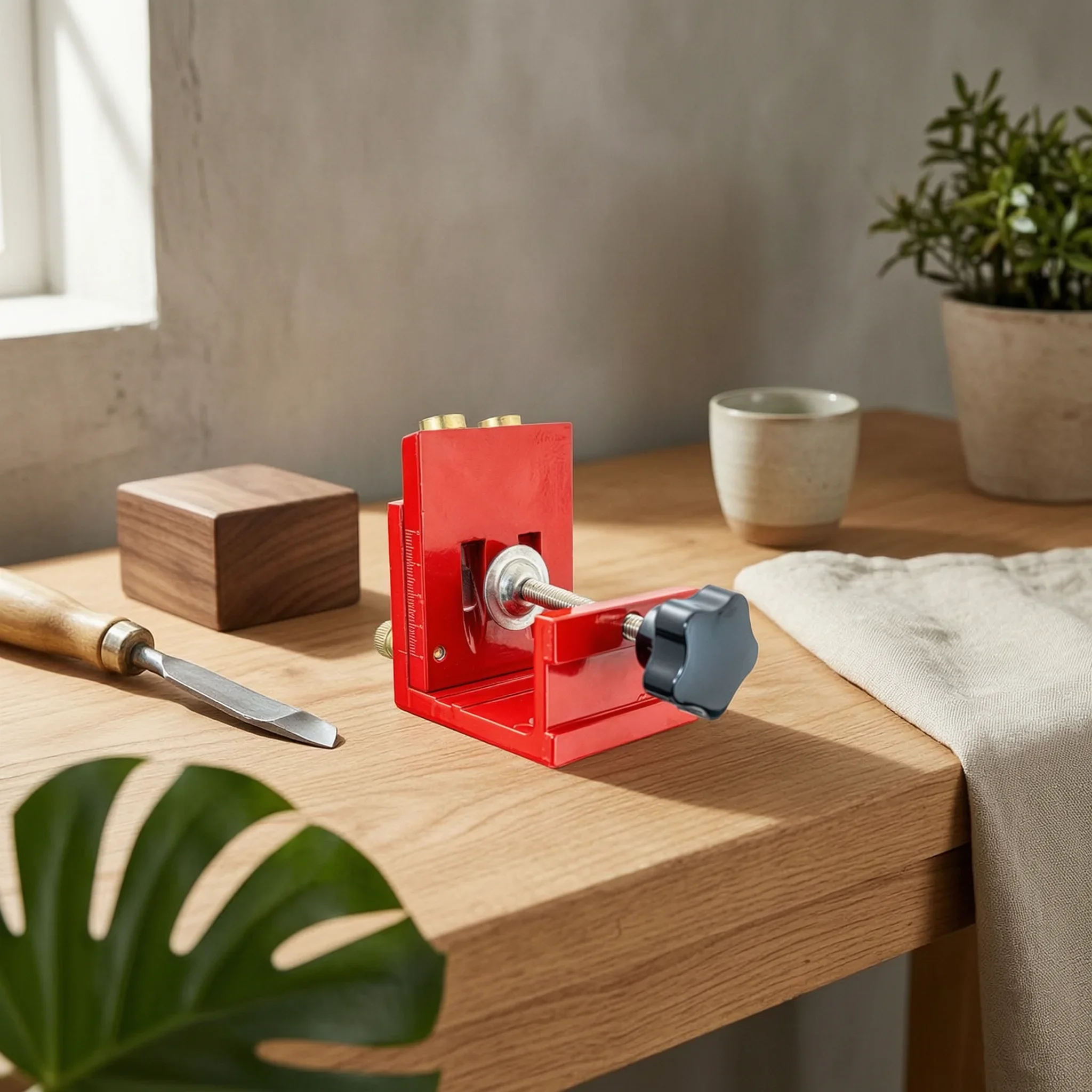 yesAngled Hole Finder Aluminum Alloy Adjustable Hole Finder L-Shaped Drill Guide Brass Bushings Carpentry Aid 9 Mm