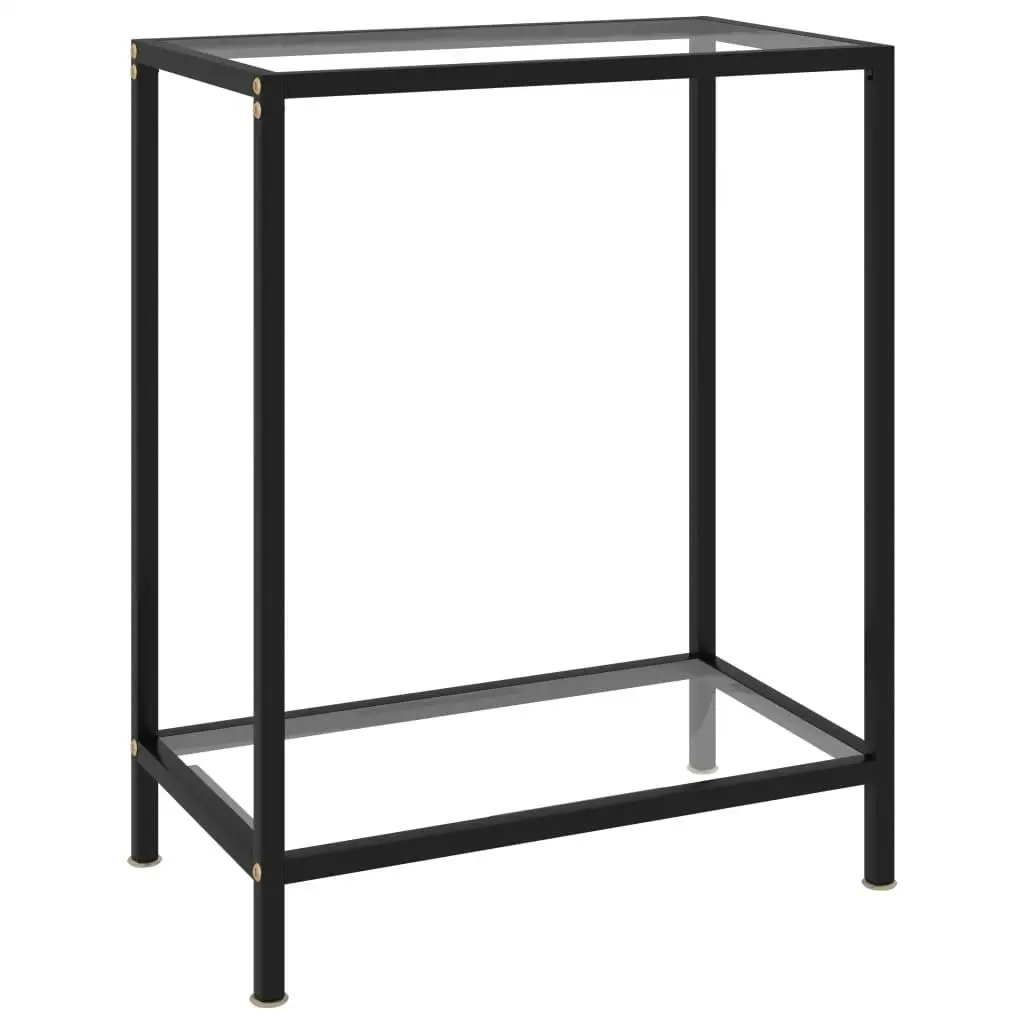 23.6x13.8x29.5 Clear Tempered Glass Console Table - Modern Design for Living Room