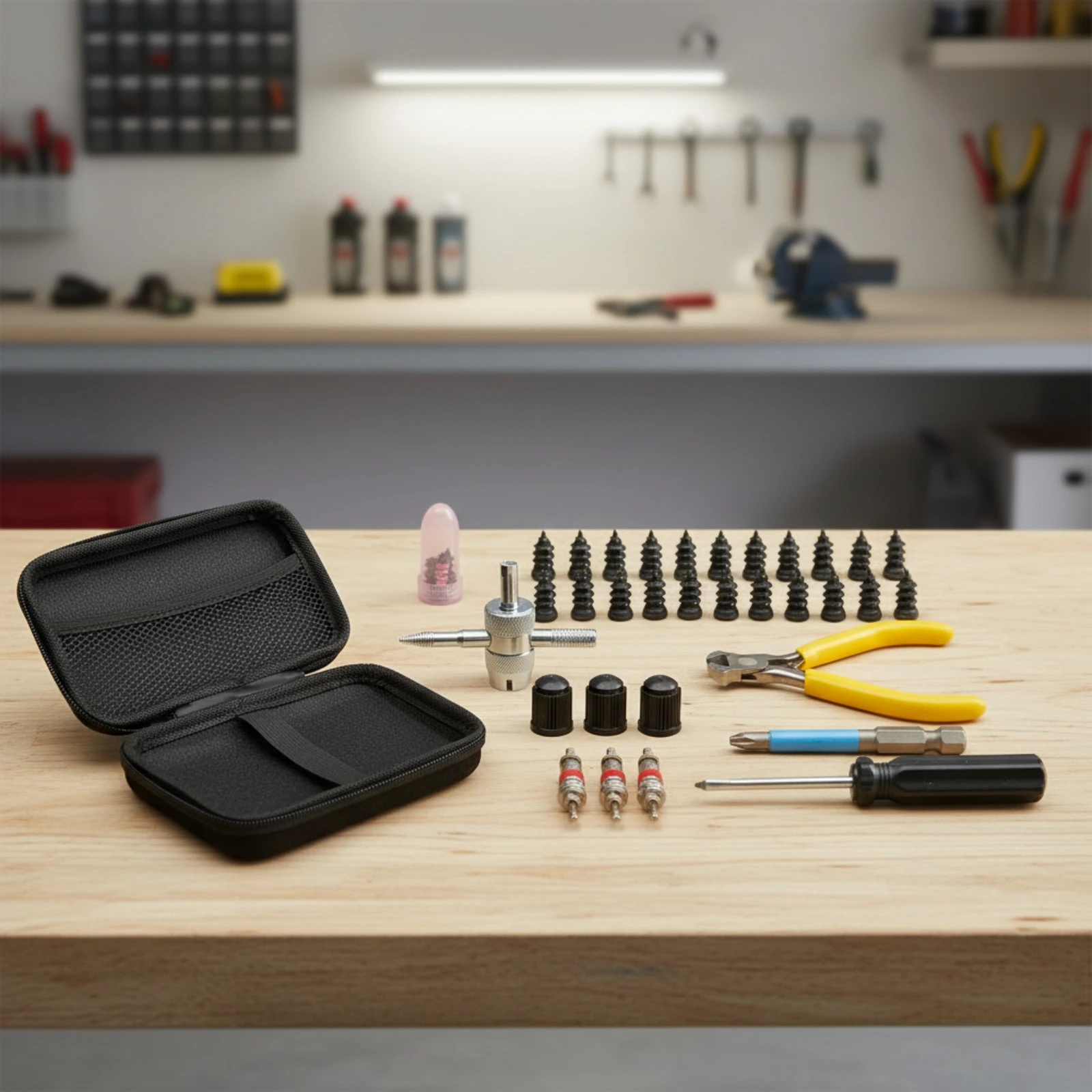 Tubeless Tire Repair Kit Professional Tire Plug Kit with Pliers Allall-Inclusive Quick for Car Owners, Glove Box