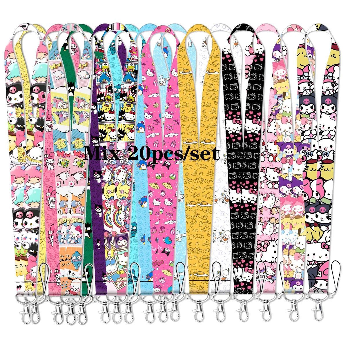 

Mix 20pcs/set Rope Strap Keychain Kawaii Manga Cat Lanyard For Cars Motorcycles Keys Anti-Lost Cats Hang Rope Accessories Gifts
