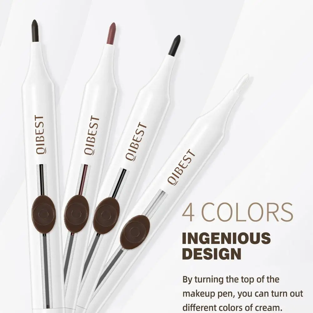 QIBEST 4-IN-1 make-up matte eyeliner, lipliner, wenkbrauwpotlood en markeerstift in 1 stok duurzaam nieuw ontwerp multifunctionele cosmetica