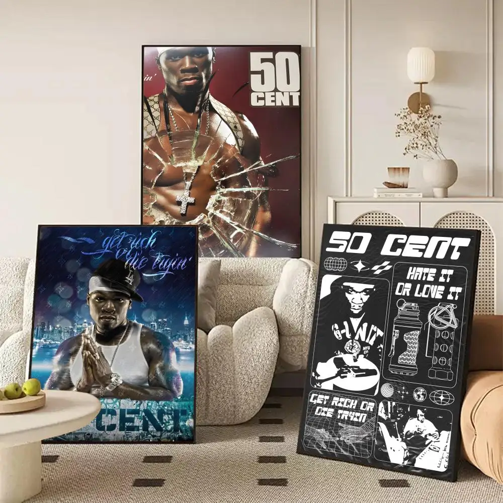 Singer 50 C-Cent Poster Waterproof Self-Stick Wall Art Stickers, Removable Wall Decor for Living Room and Bedroom