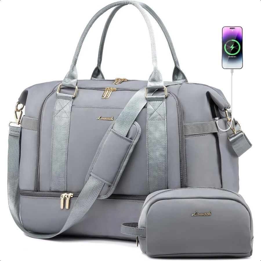 

Gym Bag for Women Travel Duffel Bag with USB Charging PortWeekender Bags for Women with Shoe Compartment Carry on Overnight Bag
