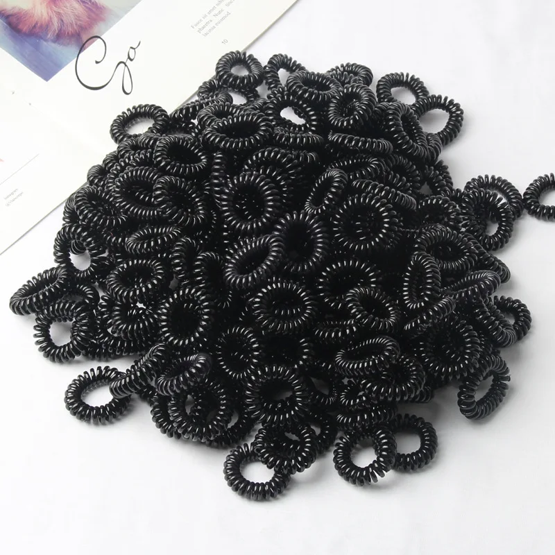 50 Pcs Small Telephone Wire Line Cord Transparent Colorful Headbands Rubber Bands Elastic Hair Bands Girl Scrunchy for Hair Ties