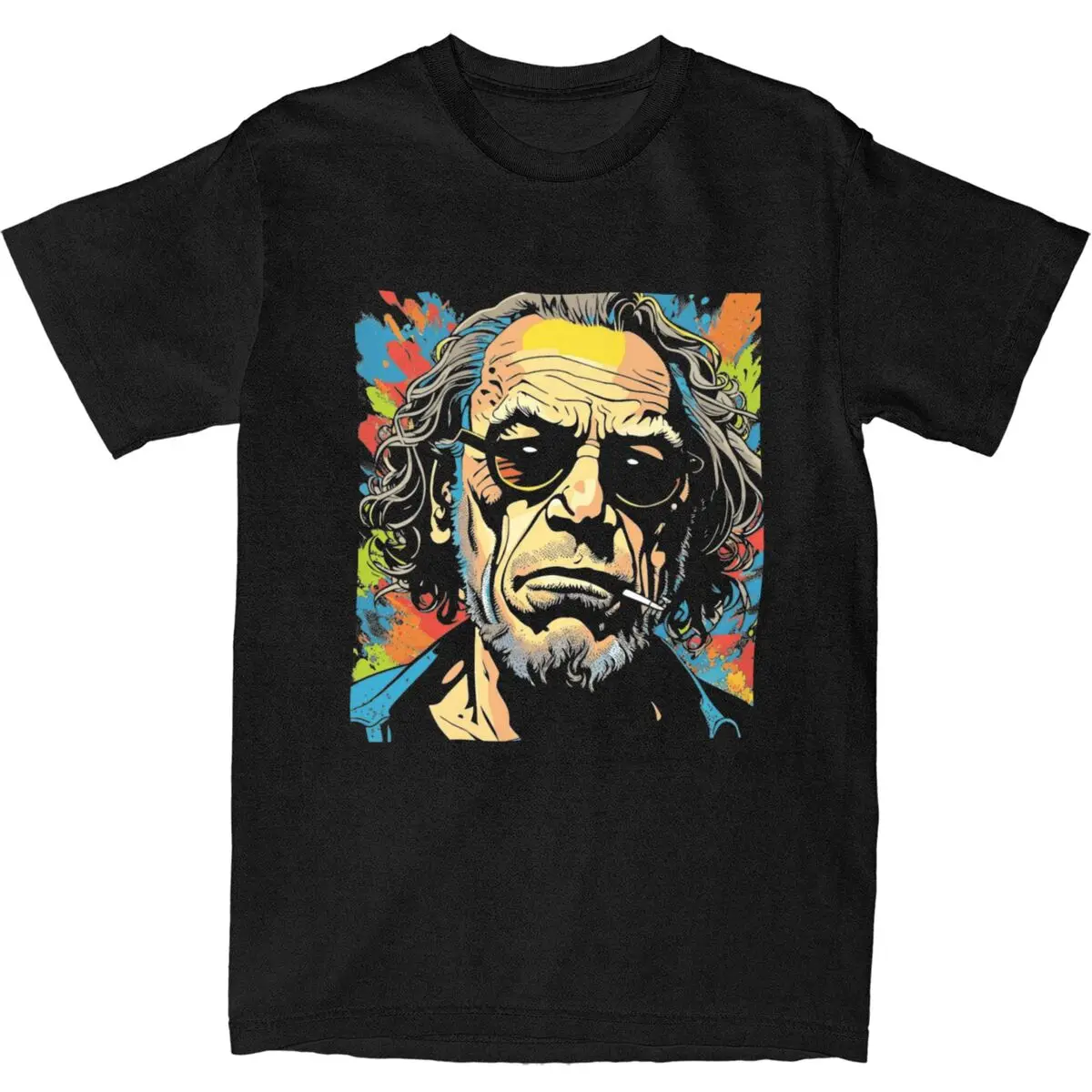 Men Famous Poet Charles Bukowski Pop Art T-Shirts Cotton Tees Summer Funny Short Sleeves T-Shirt O-Neck Casual Tshirt Large Size