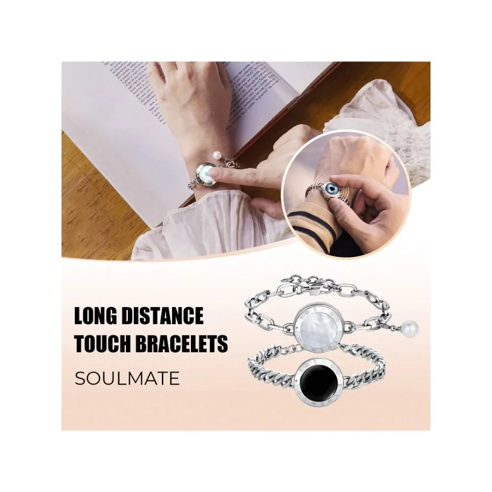 

T O T W O O SoulMate Long Distance Touch Bracelet For Couples, Vibration & Light Up For Love Couples Bracelets