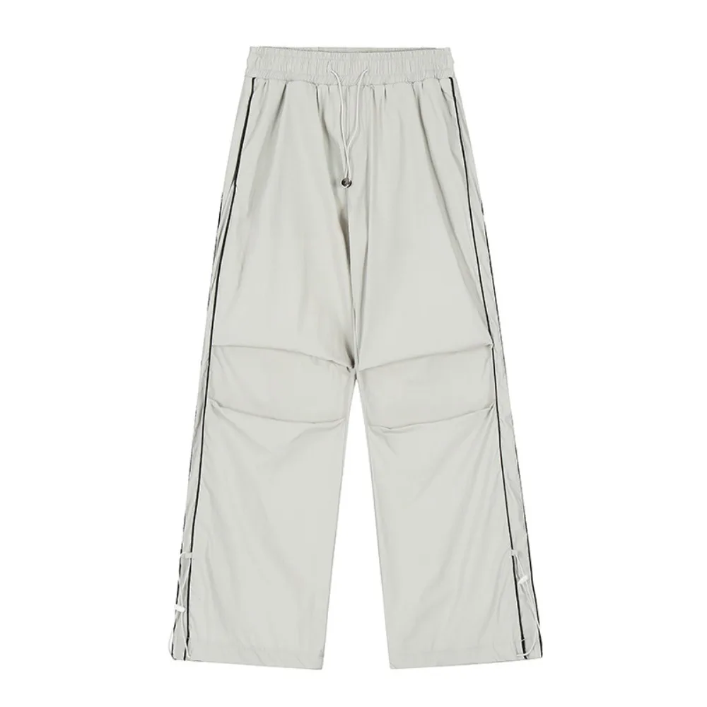 

Thin Drawstring Wide Leg Sweatpants Y2K Stripe Loose Cargo Pants Baggy Oversized Male Joggers Trousers Sports