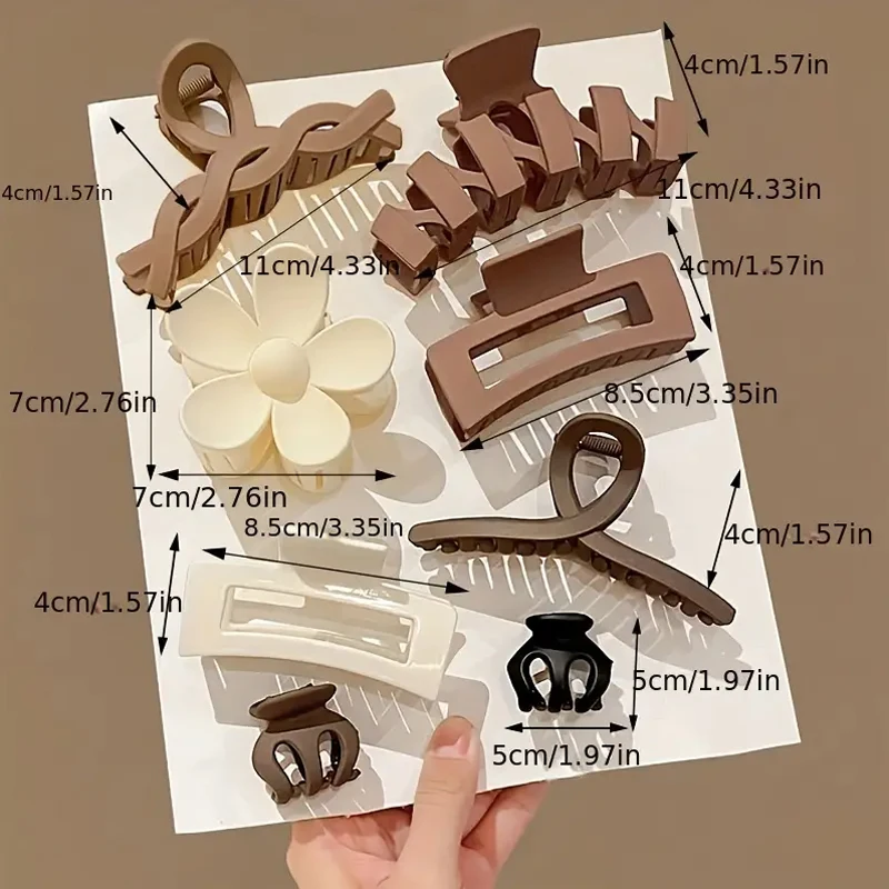 8PCS Headwear Set Fashion Hair Claw Clip for Women Simple Acrylic Large Hair Claw Girls Hairpins Clip Barrette Hair Accessories