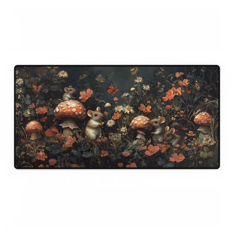 

Mousepad and mushroom design PC game accessory, desktop decoration, high-definition printing, rubber, anti-slip and washable