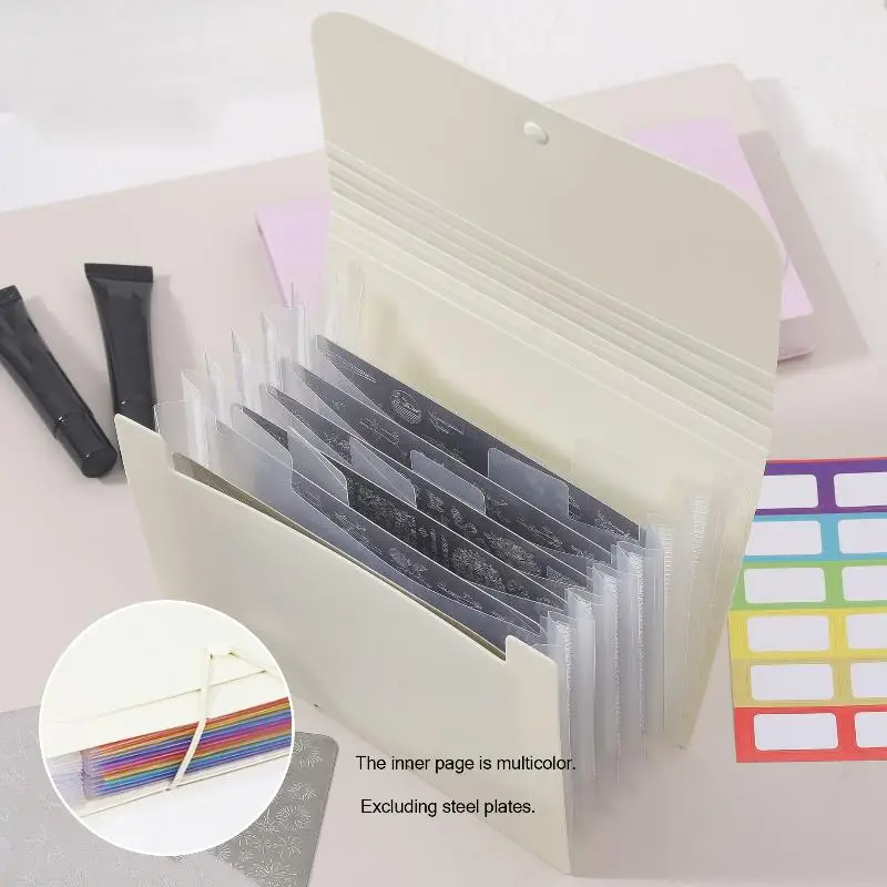 A6 Orgeltas Rechthoekige Nail Art Stempelplaathouder 7Slot Lege Sjabloon Organizer Boekje Nagelplaat Case Manicure
