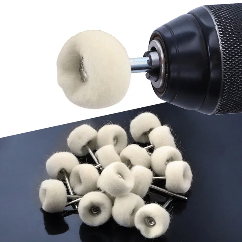 25Pcs Felt Grinding Sanding Head Abrasive Buffing Wheel 2.35/3mm Shank Cotton Thread Polishing Mini Brush for Dremel Dril Jade