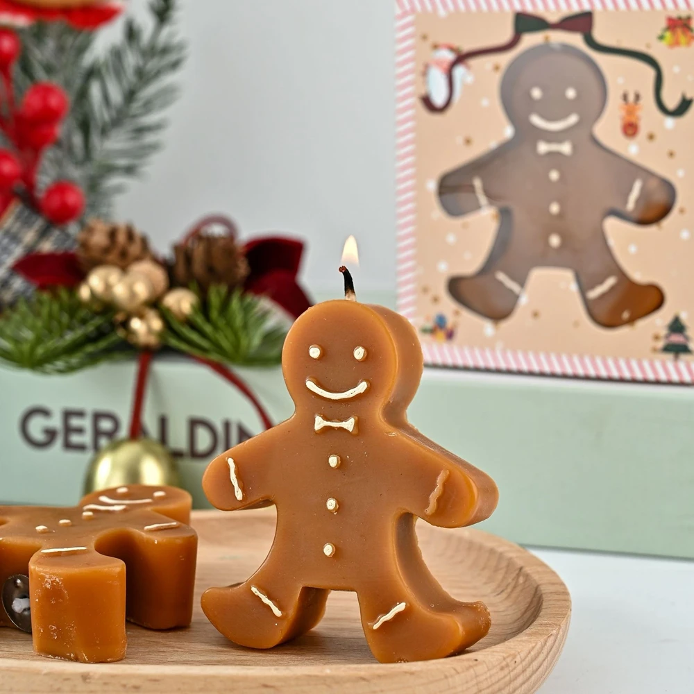 Lebkuchenmann Aromatherapie-Kerze Kaffee-Milch-Duft Geschenk Duftkerze in Form von Wachs Weihnachtsgeschenk Duftkerze Weihnachten