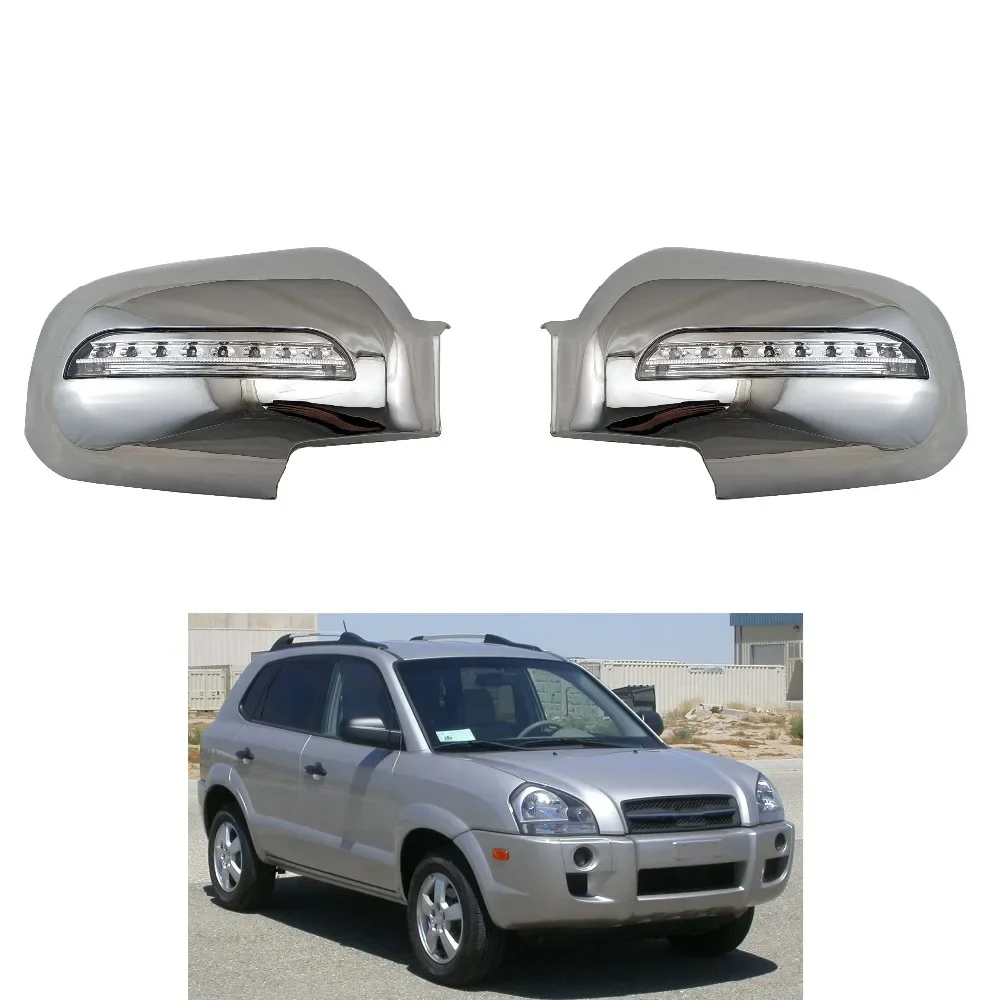 Novel style Car accessories 2PCS for Hyundai Tucson 2006 2007 2008 2009 ABS Chrome plated  door mirror covers with LED