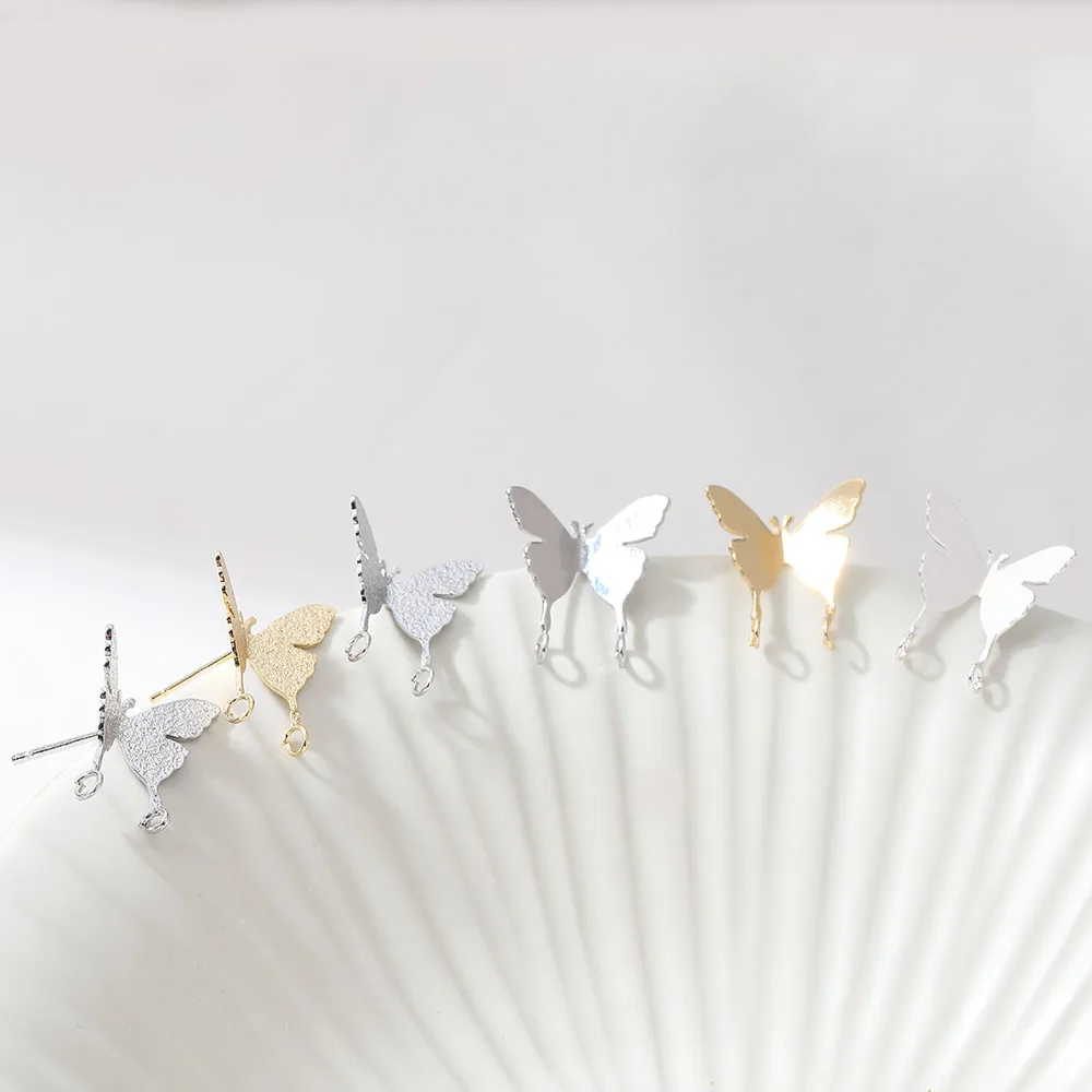 4 قطعة فراشة داينتي الأذن ترصيع صنع المجوهرات مكونات الأقراط DIY بها بنفسك النحاس 14 كيلو مطلية بالذهب اكسسوارات 17*16 مللي متر #5