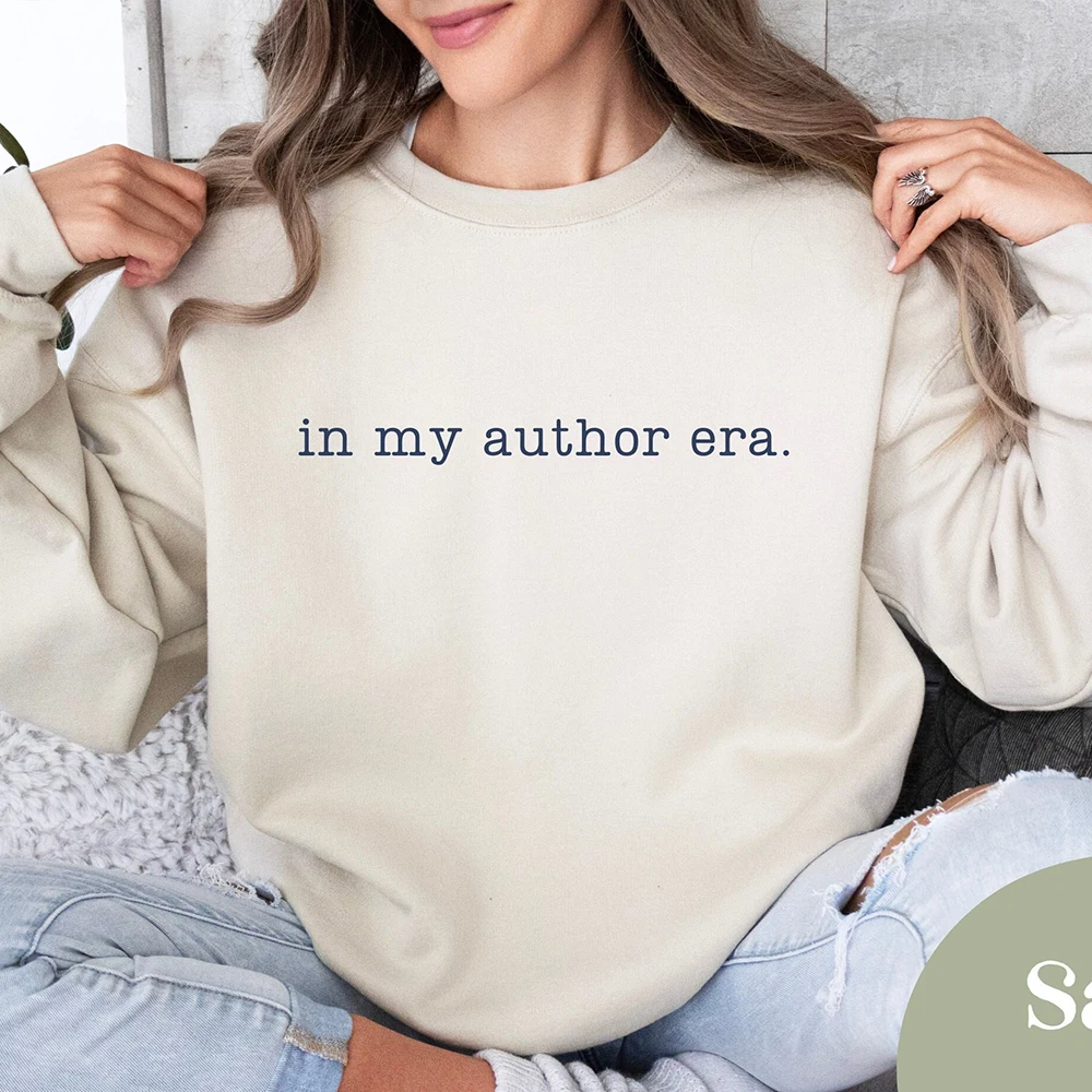 In My Author Era Sweatshirt pewriter-style Font Gift for Writers For Book Lover Long Sleeve Fleece Sweatshirt Y2K Streetwear