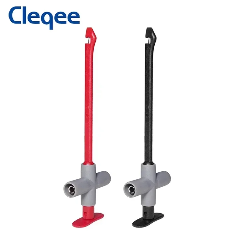 Cleqee P5010 Insulated Test Hook Clip Non-Destructive Puncture Probe Built-in Spring Compatiable with 4mm Banana Plug