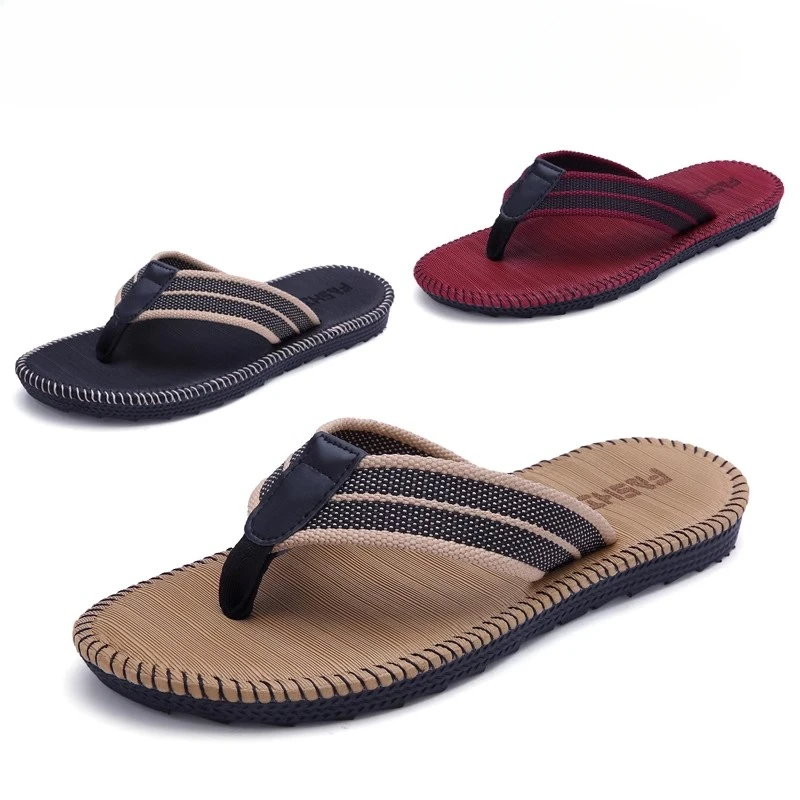 Summer Couples Business Leisure Flip Flops Home Men Slippers Foot arch stripe massage Beach Sewing Cool Student Outside Shoes