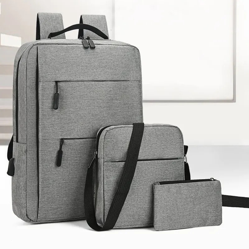 3in1 Schoolbag Backpack 15.6-inch Computer Men Women Business Travel Bag Multifunctional USB Charging Shoulder Bags College