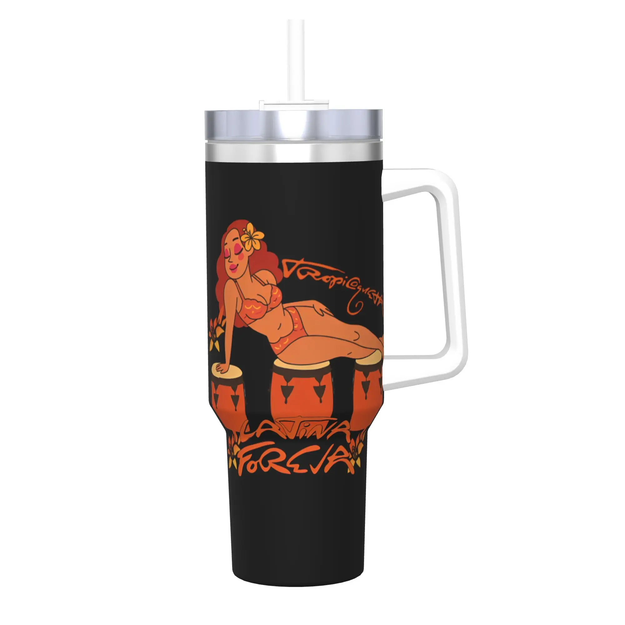 Stainless Steel Tumbler Karol G Tropicoqueta Album Thermal Mug Insulated Cold and Hot Car Mugs Driving Water Bottle