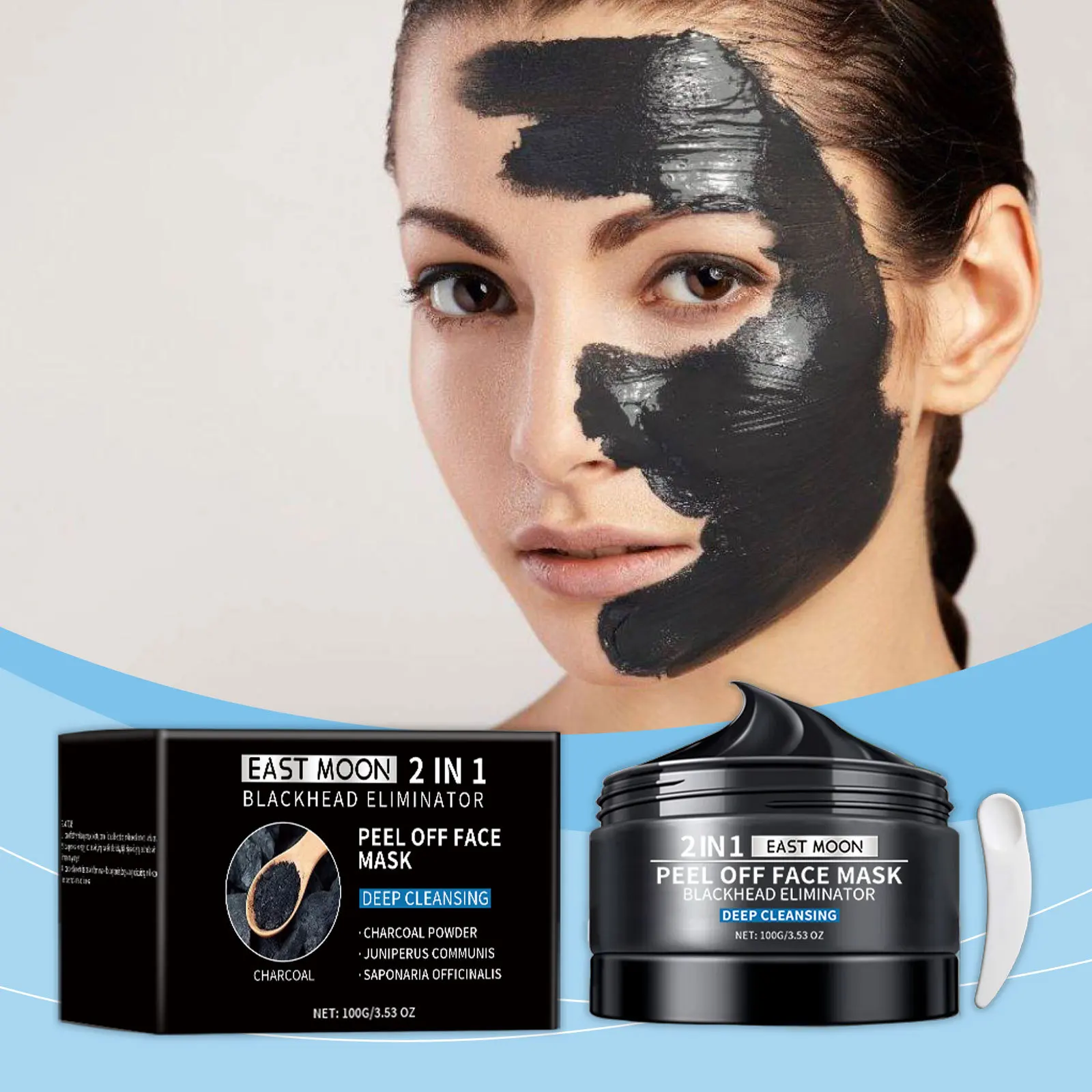 

East Moon Bamboo Charcoal Cleansing Mask Deep Gently Cleansing Skin Keratin Blackhead Moisturizing Skin Care Mud Mask 100g