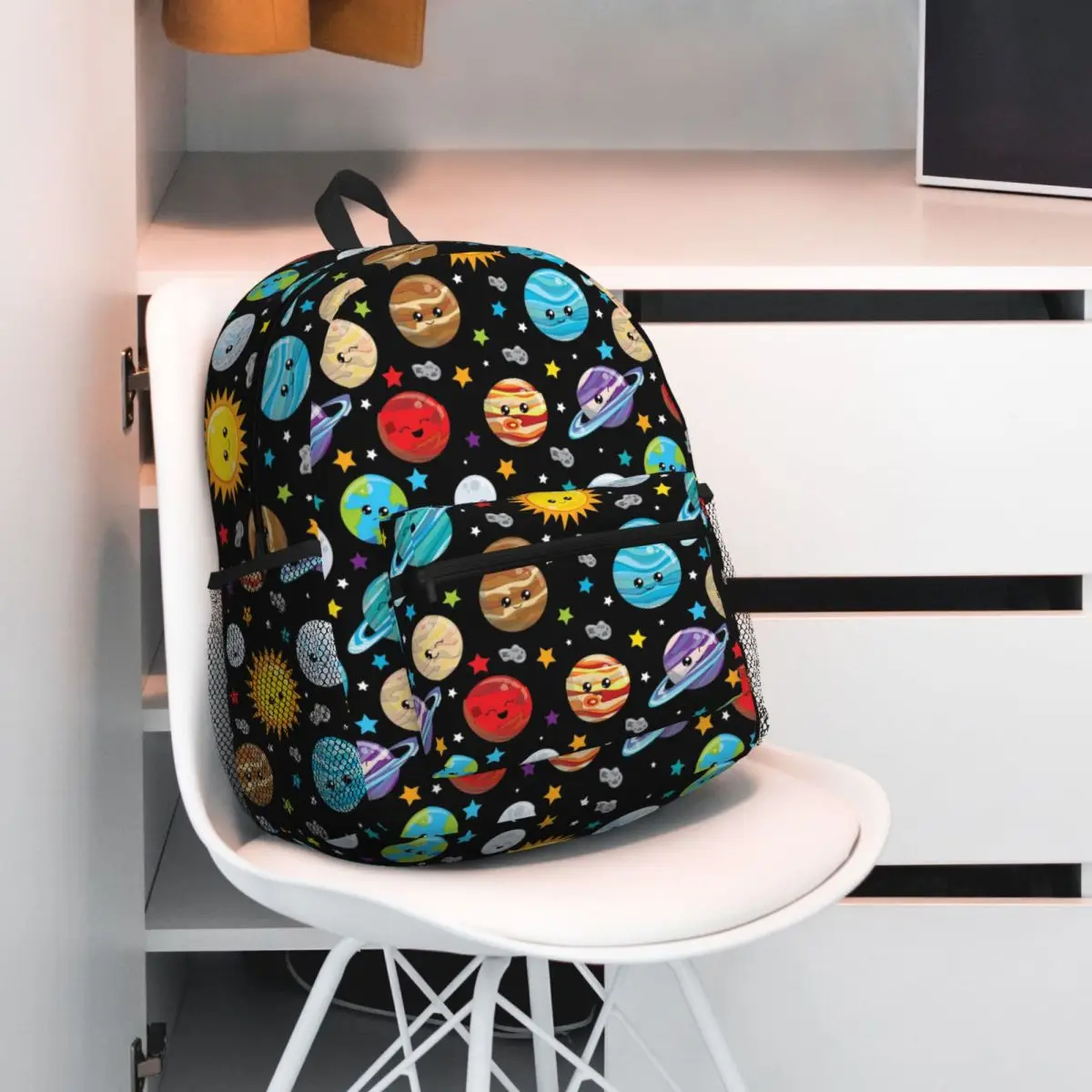 Kawaii Planets Cute Solar System Backpack Daypack Large Capacity Kids BookBag School Bag Shoulder Bags for Men Women