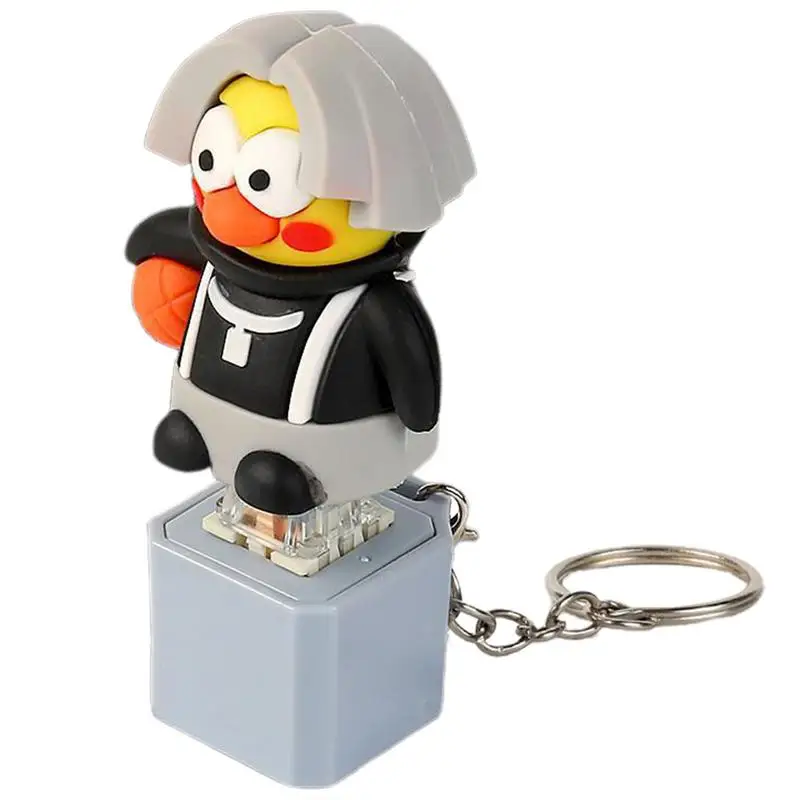 

Novelty Keychains For Men Mechanical Chicken Keycap Clicker Funny Hair Chicken Play Basketball Funny Cartoon Stress Relief Toys