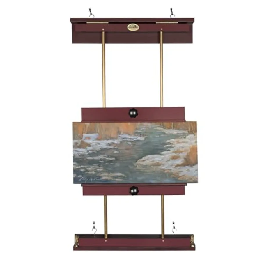 

Настенный мольберт Rue Wall Easel Small - отделка из красного дерева и латунная фурнитура - 24 дюйма в ширину, настенное крепление для демонстрации произведений искусства, регулируемый угол наклона